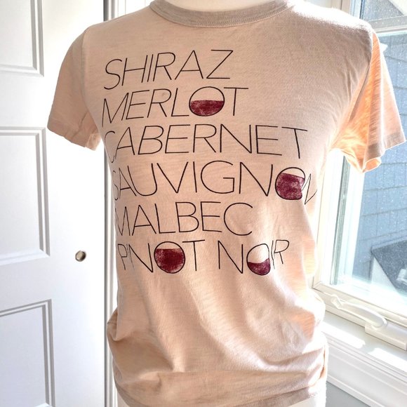 J. Crew Shiraz Wine Graphic T Shirt XS Pink - Picture 2 of 4